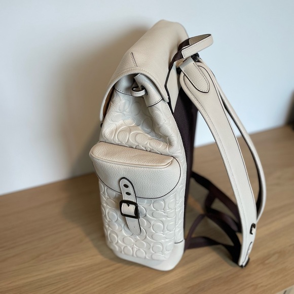 Coach Hitch Backpack in White Signature Leather - Picture 2 of 10